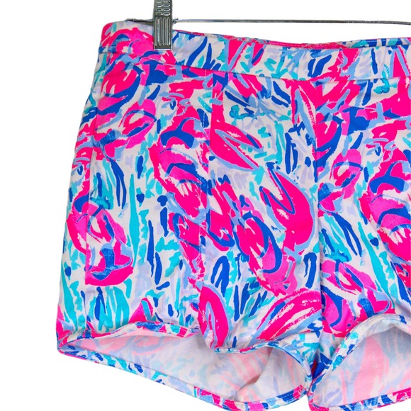 Lilly Pulitzer Hazel Stretch Shorts Cosmic Coral Cracked Up Size 4 - Picture 4 of 12